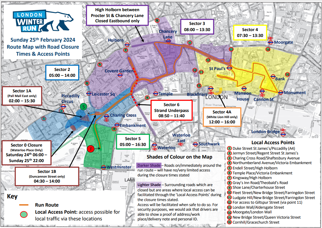 London Winter Run 2025 Road Closures Row Leonie